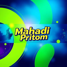 A vibrant and modern Facebook cover photo featuring the name 'Mahadi Pritom' in bold, stylish typography