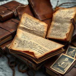 An artistic representation of diaries recovered from the survivors of the Donner Party