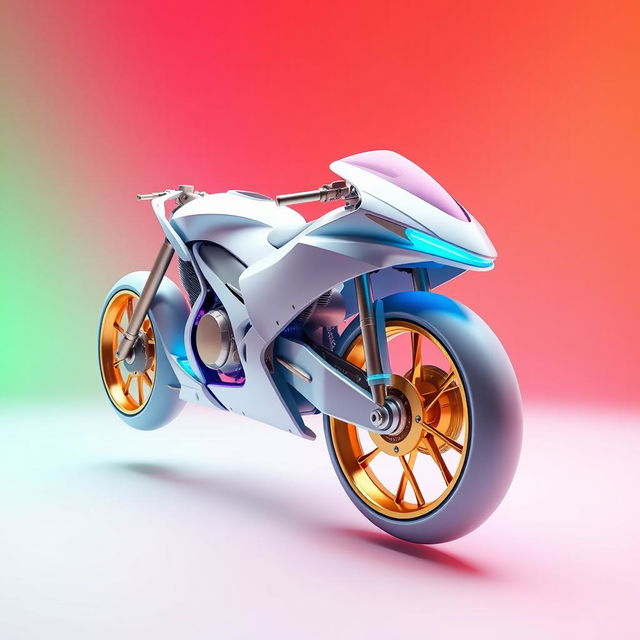 A breathtaking 3D rendering of a futuristic motorcycle featuring a unique design