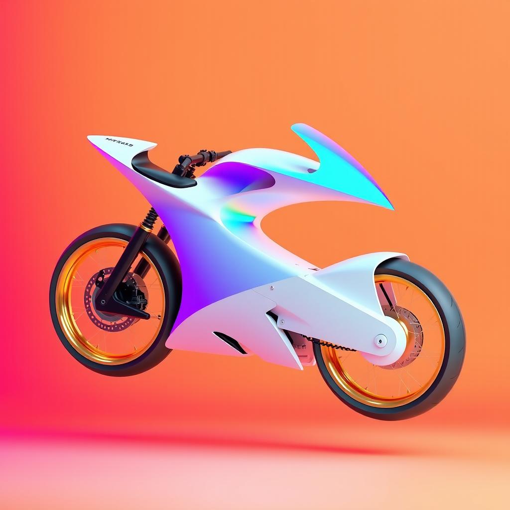 A breathtaking 3D rendering of a futuristic motorcycle featuring a unique design