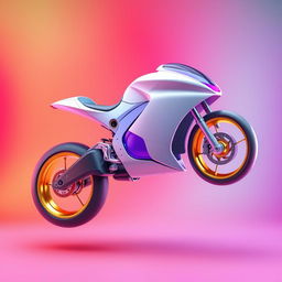 A breathtaking 3D rendering of a futuristic motorcycle featuring a unique design
