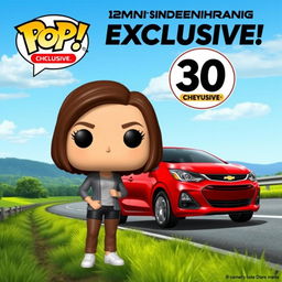 A Funko Pop exclusive figure depicting a 30-year-old woman with a vibrant personality, styled in the classic Funko Pop art style