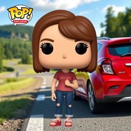 A Funko Pop exclusive figure depicting a 30-year-old woman with a vibrant personality, styled in the classic Funko Pop art style