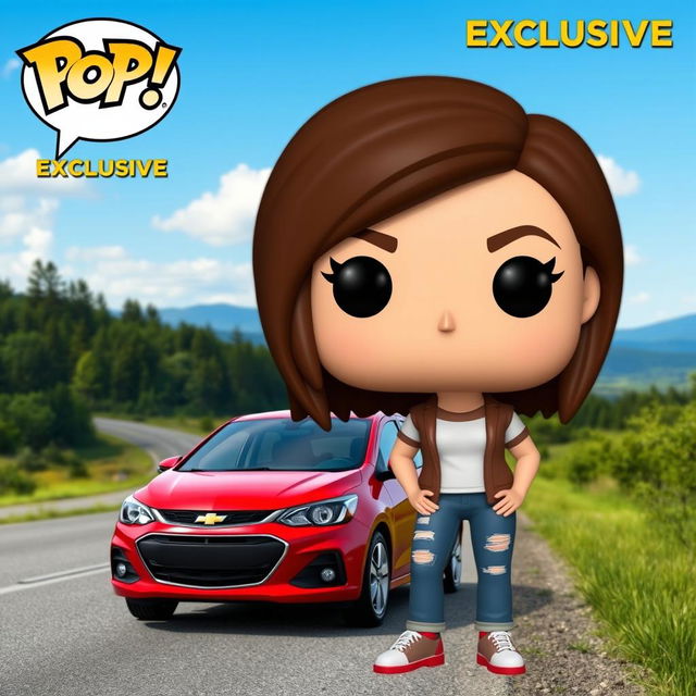 A Funko Pop exclusive figure depicting a 30-year-old woman with a vibrant personality, styled in the classic Funko Pop art style