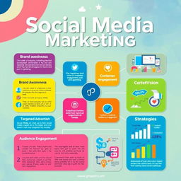 A vibrant and creative poster design focusing on Social Media Marketing