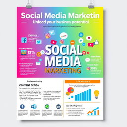 A vibrant and creative poster design focusing on Social Media Marketing