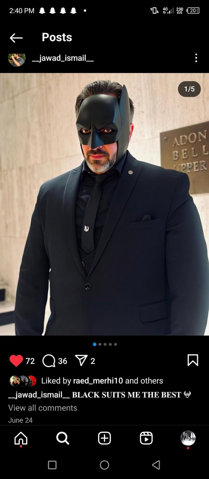 A stylized illustration of a man dressed as a superhero, inspired by Batman