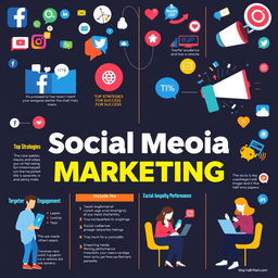 A vibrant and colorful poster focused on 'Social Media Marketing'