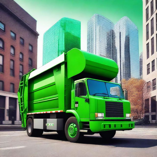 This is a high-quality digital art image of a garbage truck