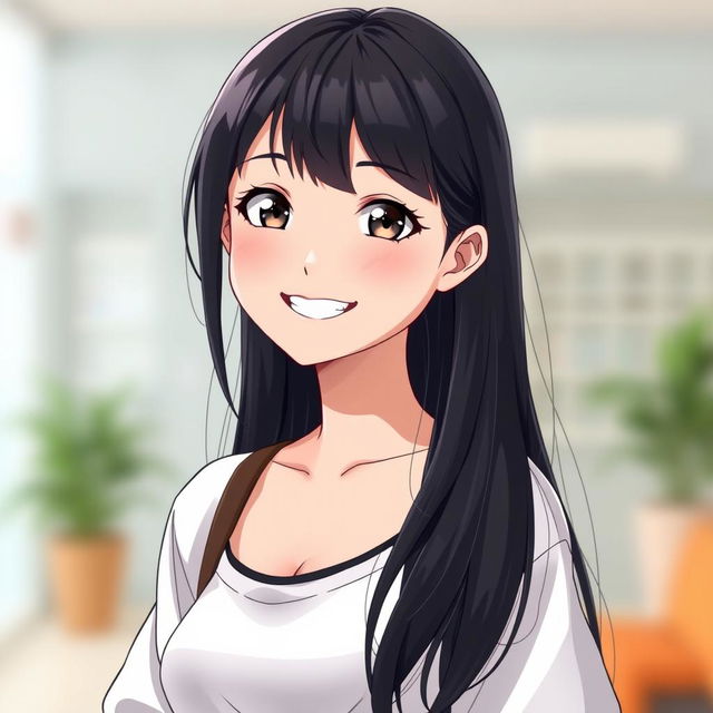 A full-body portrait of a 21-year-old girl in anime style