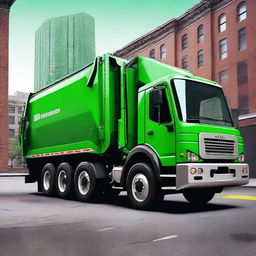 This is a high-quality digital art image of a garbage truck