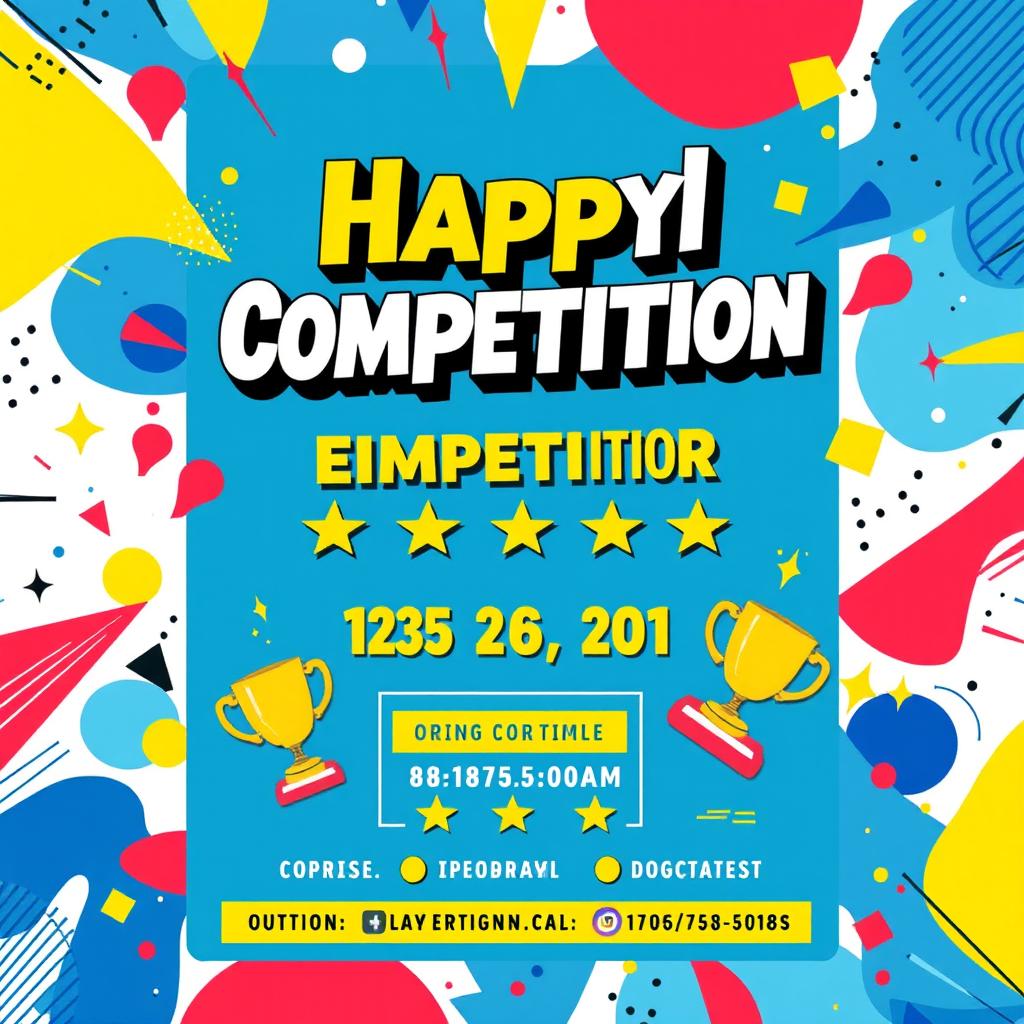 A vibrant and eye-catching poster design for a competition, featuring a colorful and dynamic layout