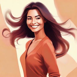 A digital art piece showcasing a beautiful woman with a radiant smile