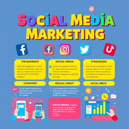 A vibrant poster design focusing on 'Social Media Marketing'