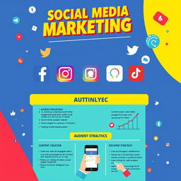 A vibrant poster design focusing on 'Social Media Marketing'