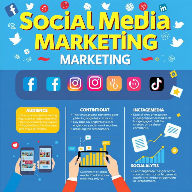 A vibrant poster design focusing on 'Social Media Marketing'