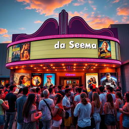 A vibrant Spanish cinema marquee featuring a variety of movie posters, showcasing a selection of films in Spanish