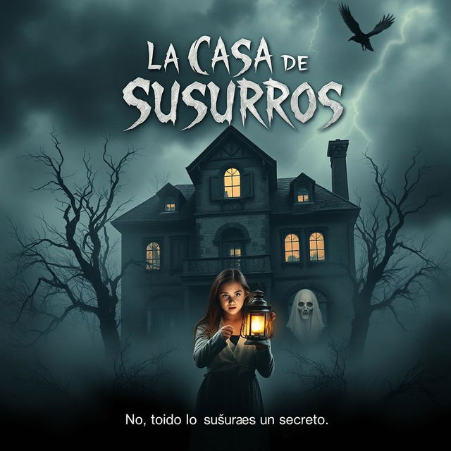 A fictional movie poster for a chilling horror film titled 'La Casa de los Susurros' (The House of Whispers)