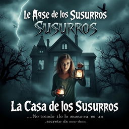 A fictional movie poster for a chilling horror film titled 'La Casa de los Susurros' (The House of Whispers)