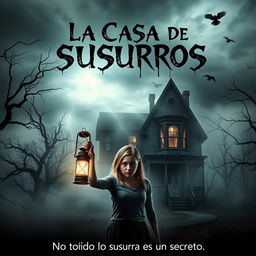 A fictional movie poster for a chilling horror film titled 'La Casa de los Susurros' (The House of Whispers)