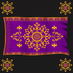 A beautifully illustrated flag of the Sasanian Empire, featuring intricate patterns and vivid colors