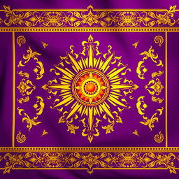 A beautifully illustrated flag of the Sasanian Empire, featuring intricate patterns and vivid colors