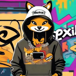 A high-quality digital art image depicting a fox with a more pronounced 'ghetto' style, creating TikTok videos