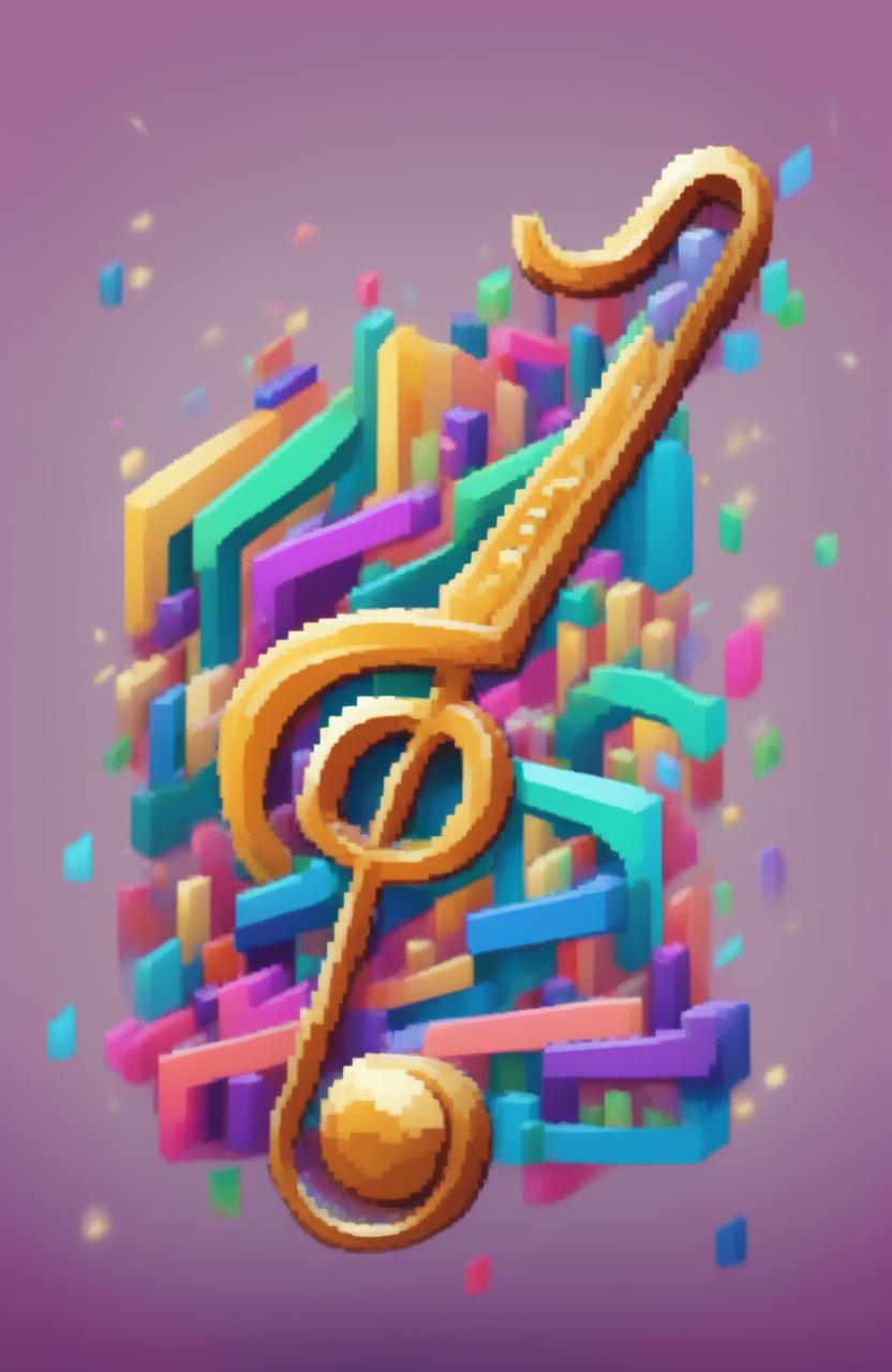 A high-quality digital art piece featuring a large, intricately drawn music note as the centerpiece