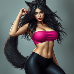 An alluring female werewolf depicted up close in full body