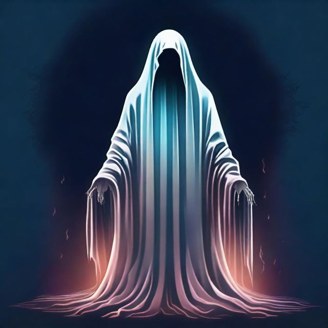 A digital art image depicting a terrifying ghost