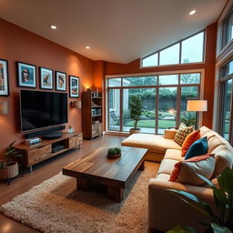 A beautifully decorated entertainment room designed for relaxation and enjoyment