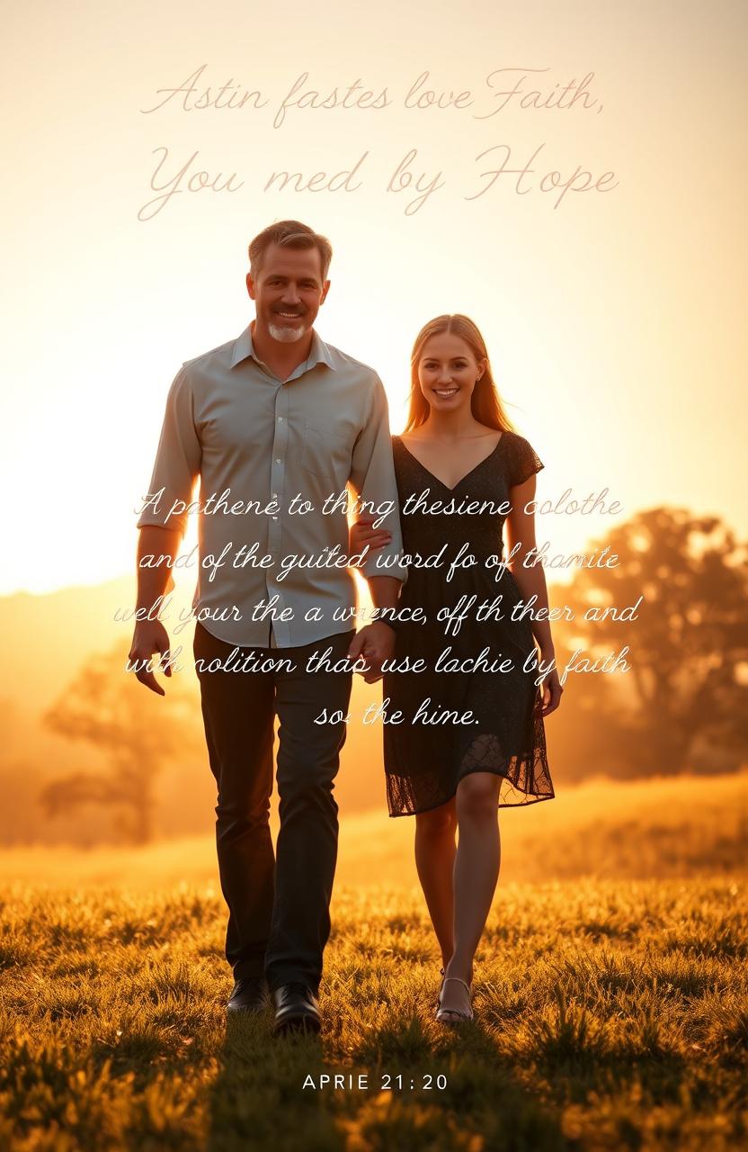 An elegant and serene image for a Christian devotional book, featuring a symbolic representation of a father and mother holding hands, with a teenager beside them