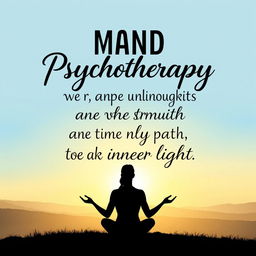 A captivating advertising poster showcasing the importance of psychotherapy, emphasizing that the mind and thoughts are the only path to reaching the inner light