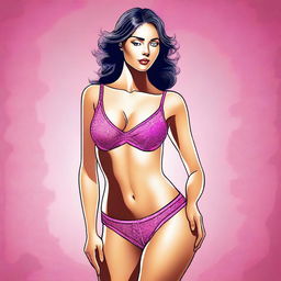 A digital art image of a woman in tasteful lingerie