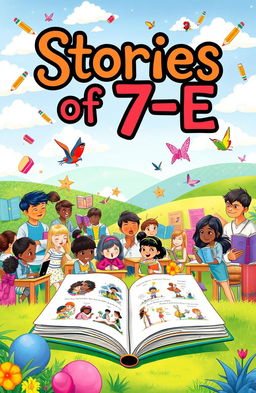 A beautifully illustrated cover for a storybook titled 'Stories of 7E'