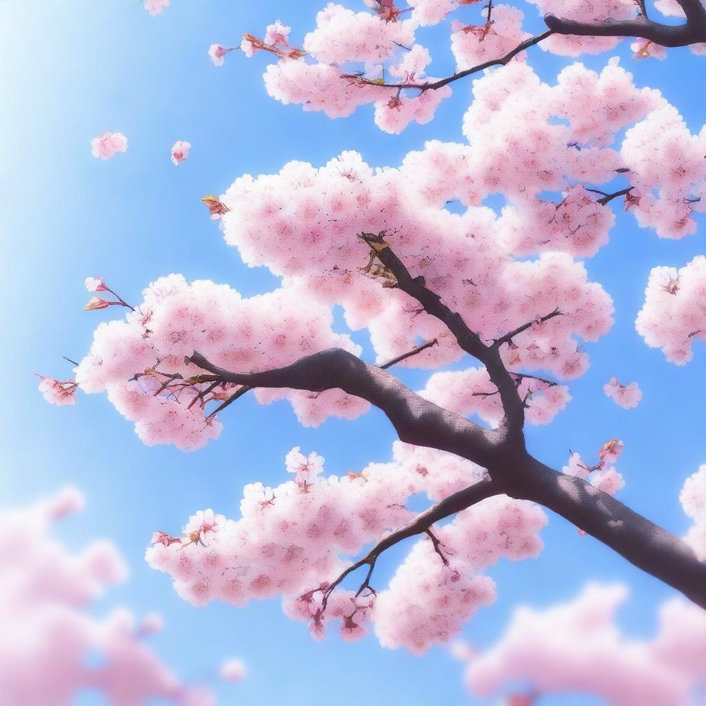 A high quality digital art piece featuring a serene scene of sakura trees