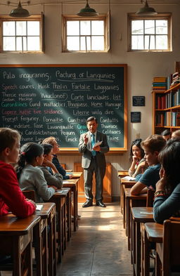 A poignant classroom scene depicting the theme of linguistic chauvinism