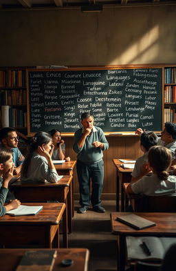 A poignant classroom scene depicting the theme of linguistic chauvinism