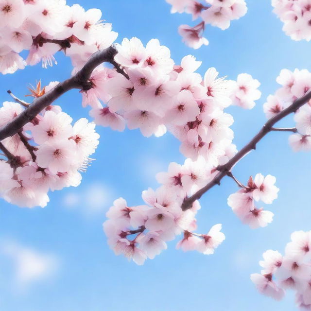 A high quality digital art piece featuring a serene scene of sakura trees