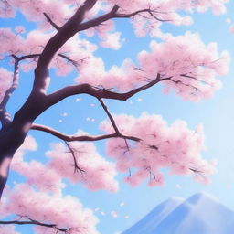 A high quality digital art piece featuring a serene scene of sakura trees