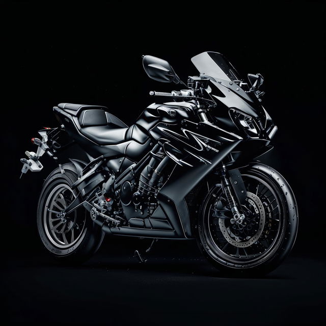 This high-quality digital art captures a sleek, black Yamaha R3 motorcycle