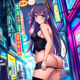 A stylish anime girl with an attractive figure, showcasing both her curves and vibrant personality