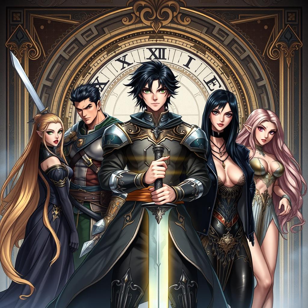 Cover illustration for the fantasy book 'Les Chroniques d'Eryndor: L'Héritier du Temps'