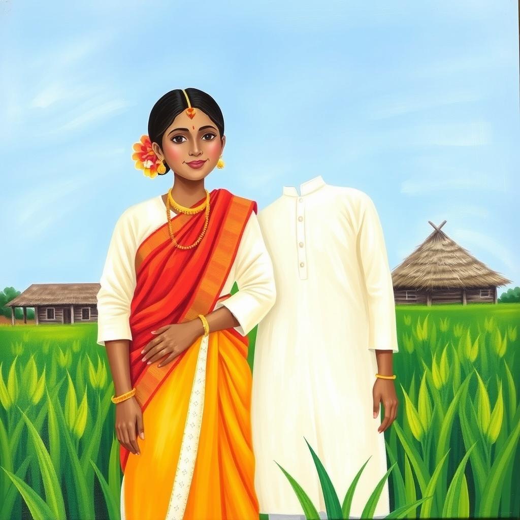 A simple yet beautiful painting of a typical Bengali couple