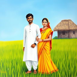 A simple yet beautiful painting of a typical Bengali couple