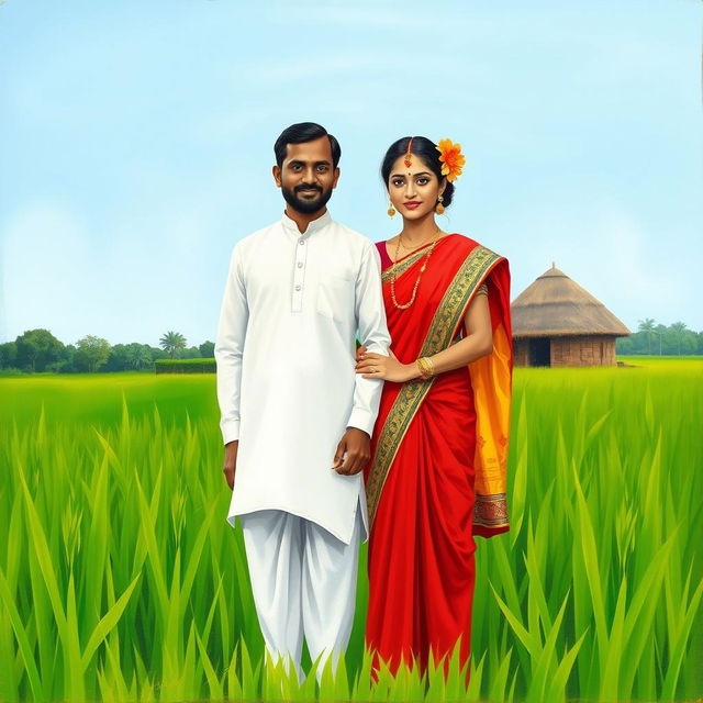 A simple yet beautiful painting of a typical Bengali couple
