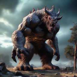 A hyper-realistic digital art image featuring a cool, gigantic monster