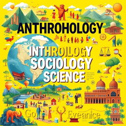A vibrant and engaging poster illustrating the essence of anthropology, sociology, and political science