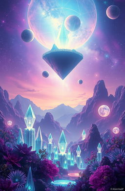 An otherworldly landscape inspired by the theme of 'Uraxis' as envisioned by Adam Hadif