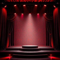 A stunning stage design featuring a color scheme of black and red